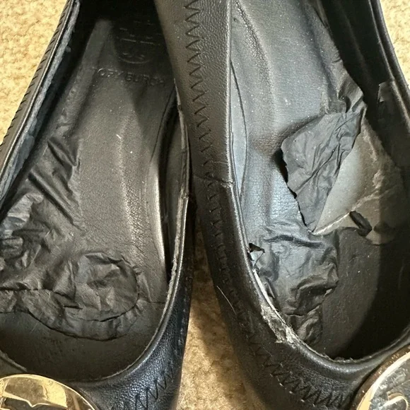 Black Flats with Gold Emblem - Picture 2 of 5